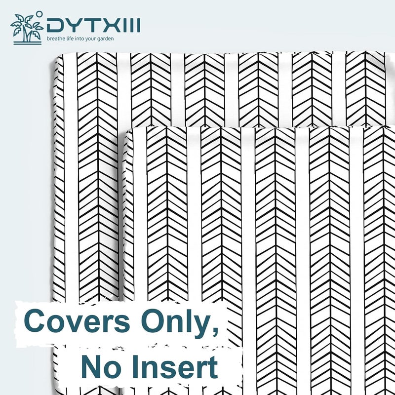 DYTXIII Pack of 2 Outdoor Waterproof Lumbar Pillow Covers ONLY, 12x20 Rectangle Decorative Double Printed Pillow Cases for Patio Couch Porch Furniture - Herringbone Black White - Image 5